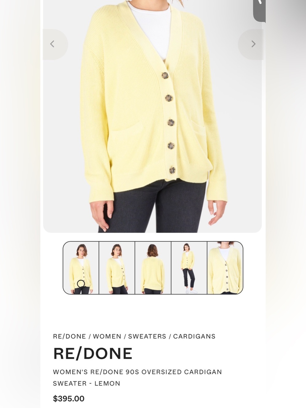 RE/DONE CARDIGAN YELLOW